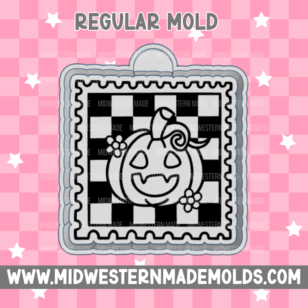 Jack O Lantern Checkered Stamp Freshie Mold