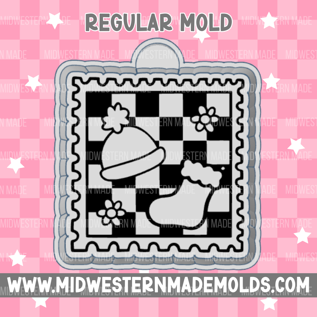 Hat Stocking Checkered Stamp Freshie Mold