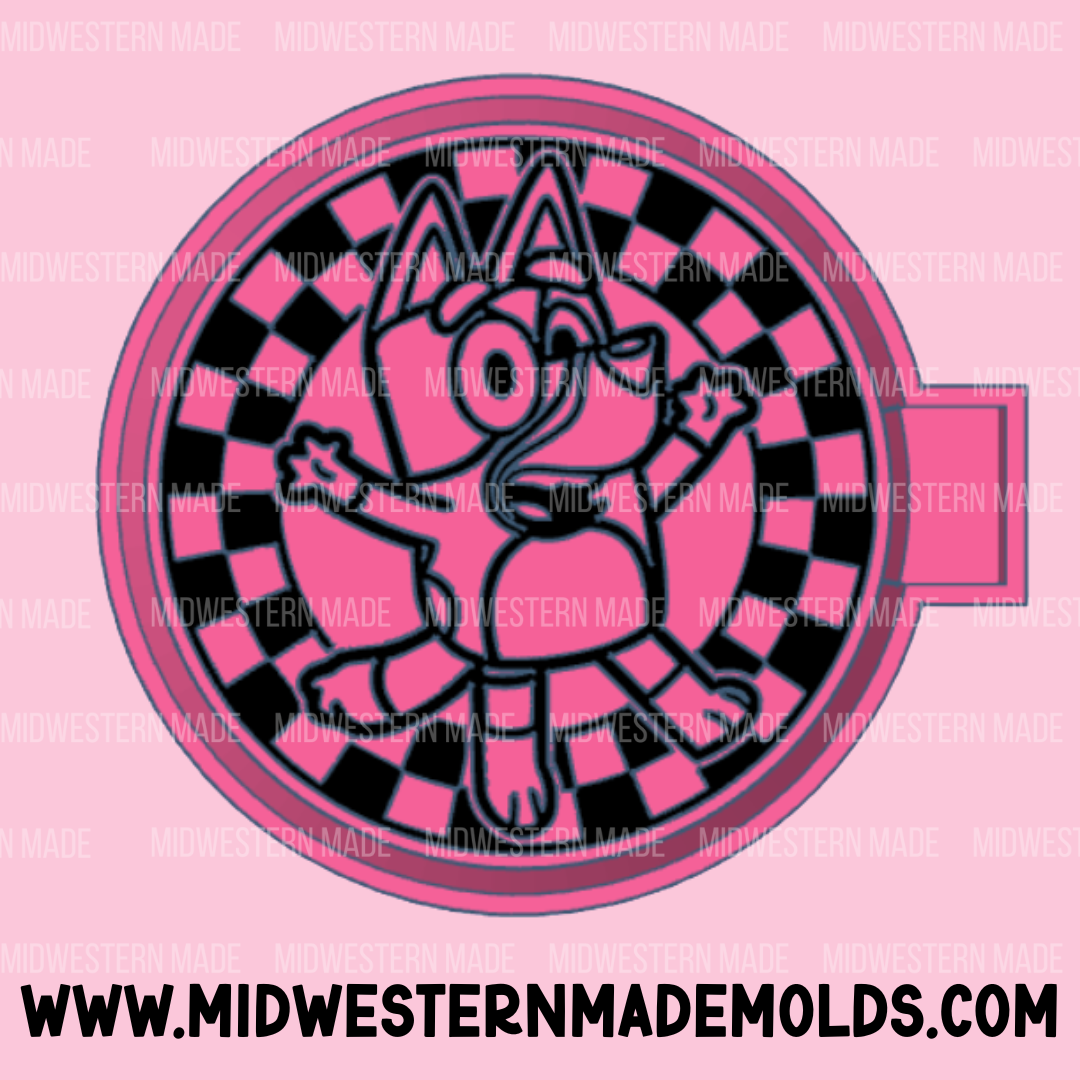 Blue Dog Checkered Circle Freshie Mold