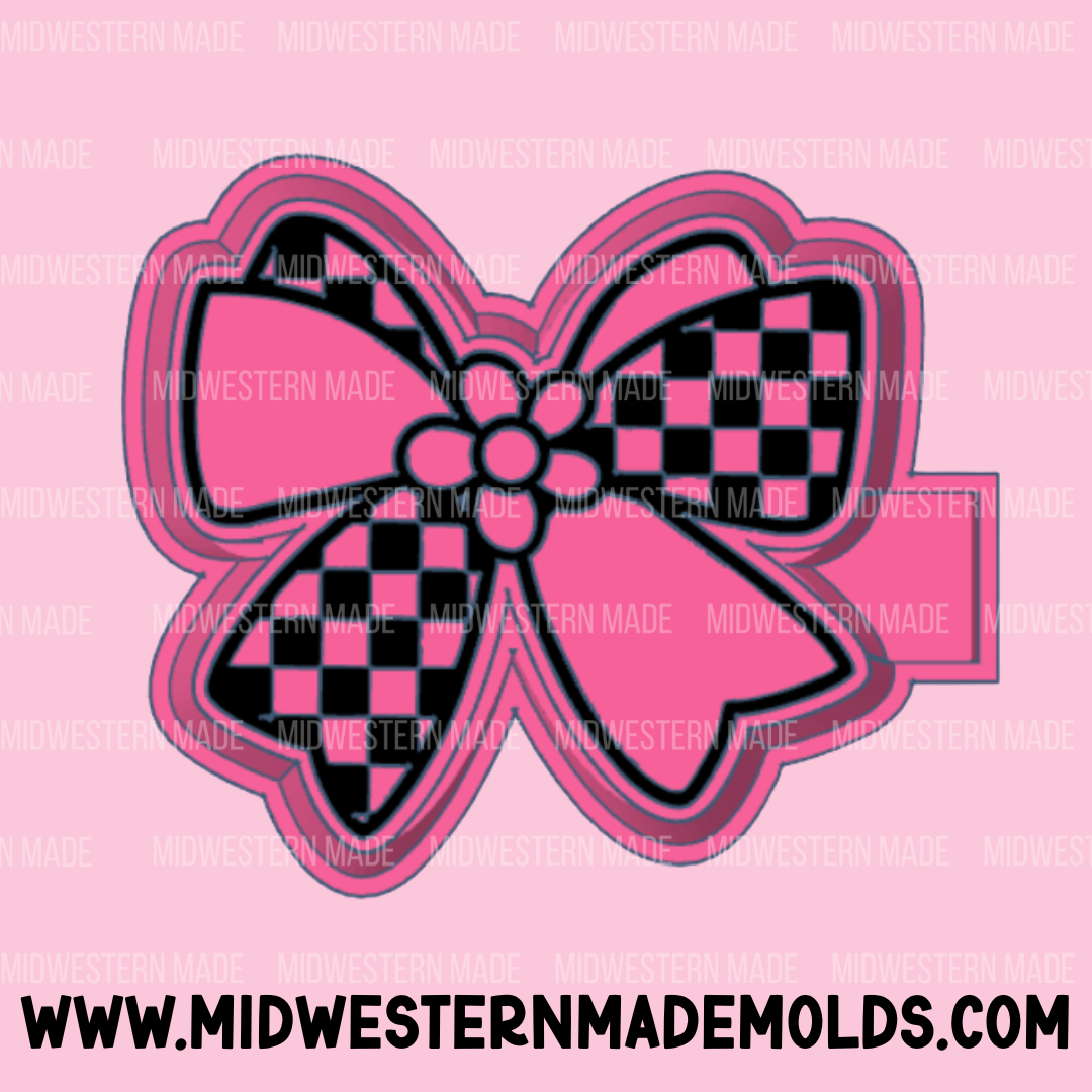 Flower Checkered Bow Freshie Mold