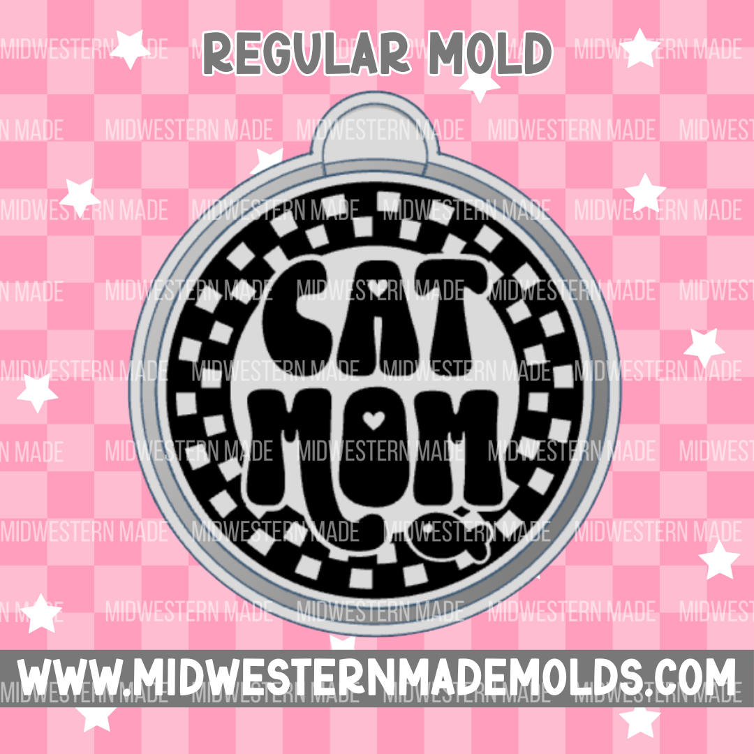 Cat Mom Checkered Round Freshie Mold