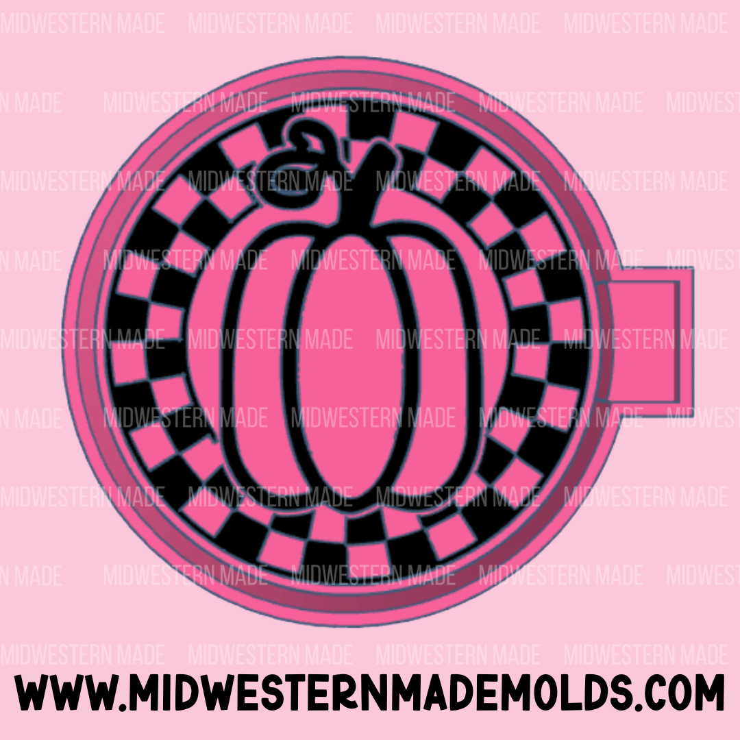 Pumpkin Checkered Circle Freshie Mold