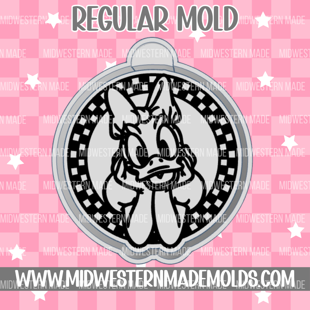 Girl Duck Checkered Round Freshie Mold