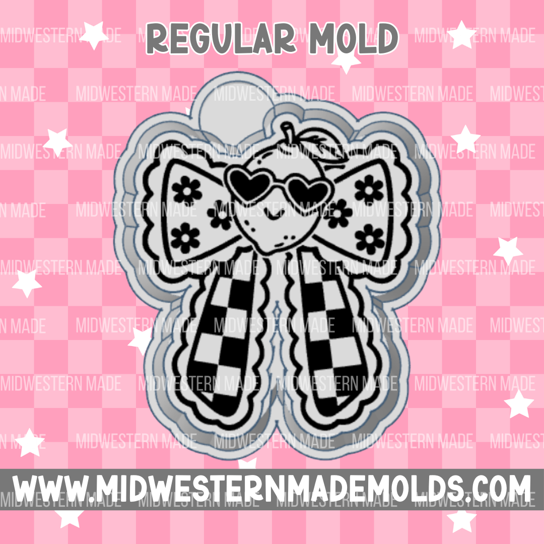 Lemon Checkered Bow Freshie Mold