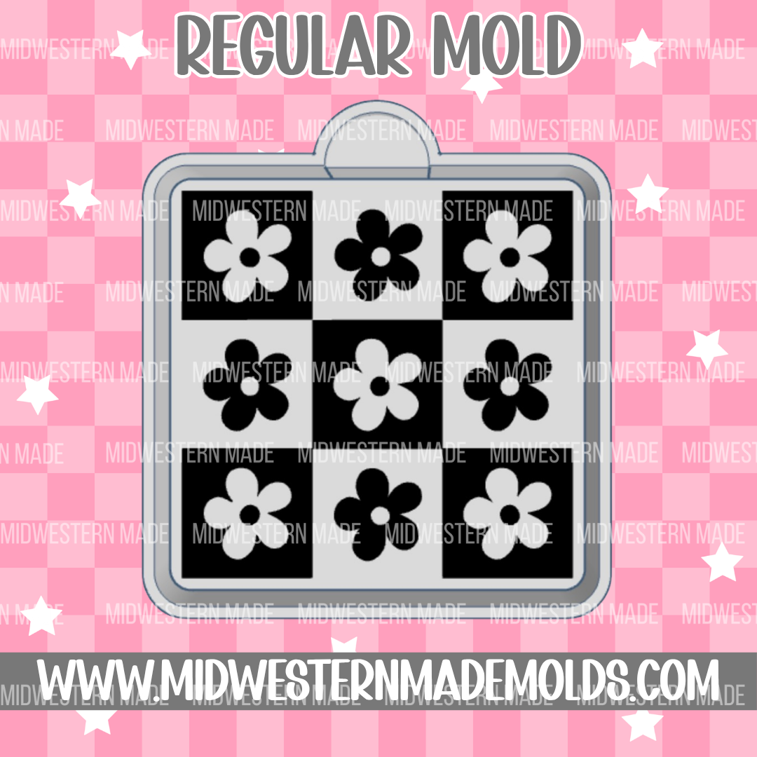 Checkered Flowers Freshie Mold