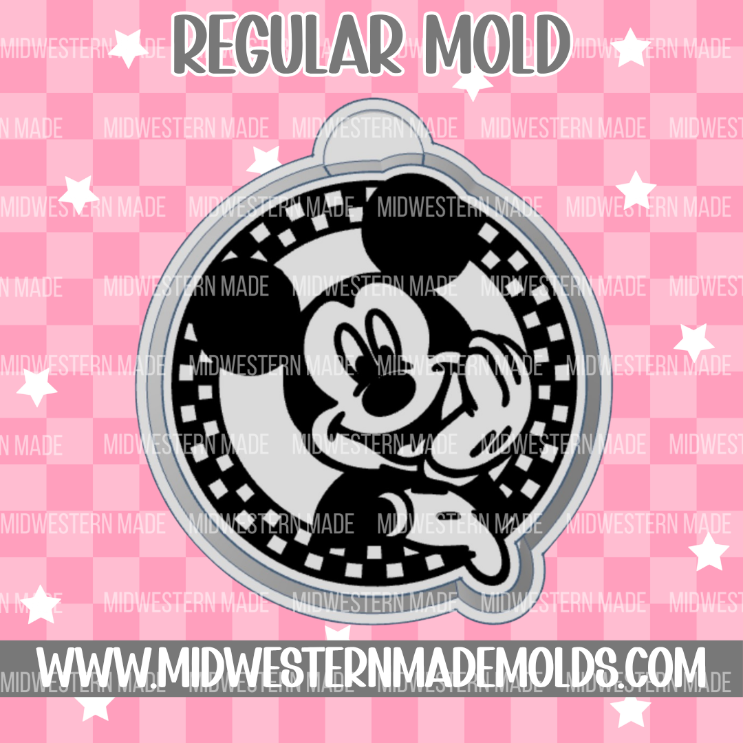 Boy Mouse Checkered Round Freshie Mold