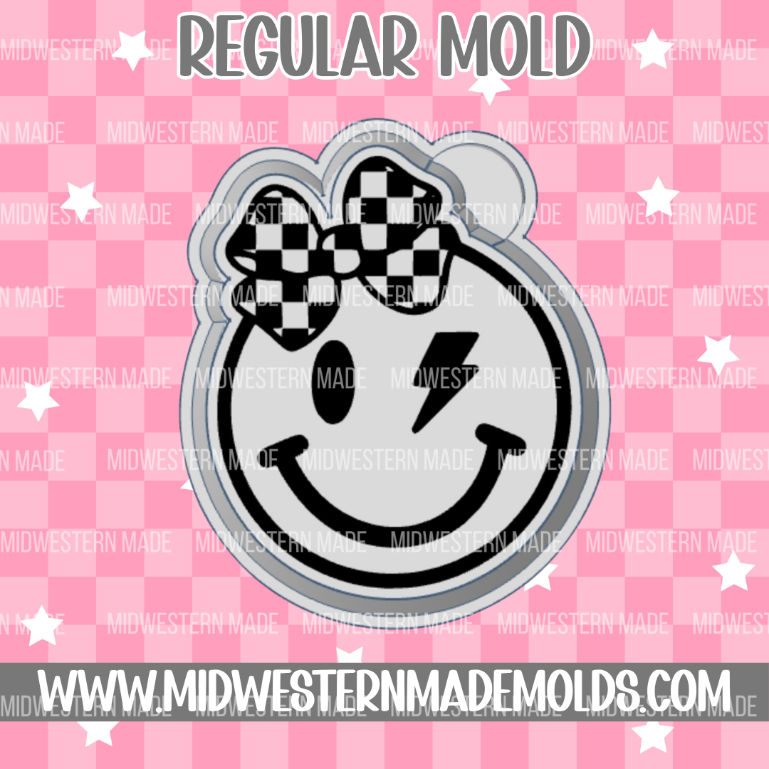 Checkered Bow Happy Face Freshie Mold