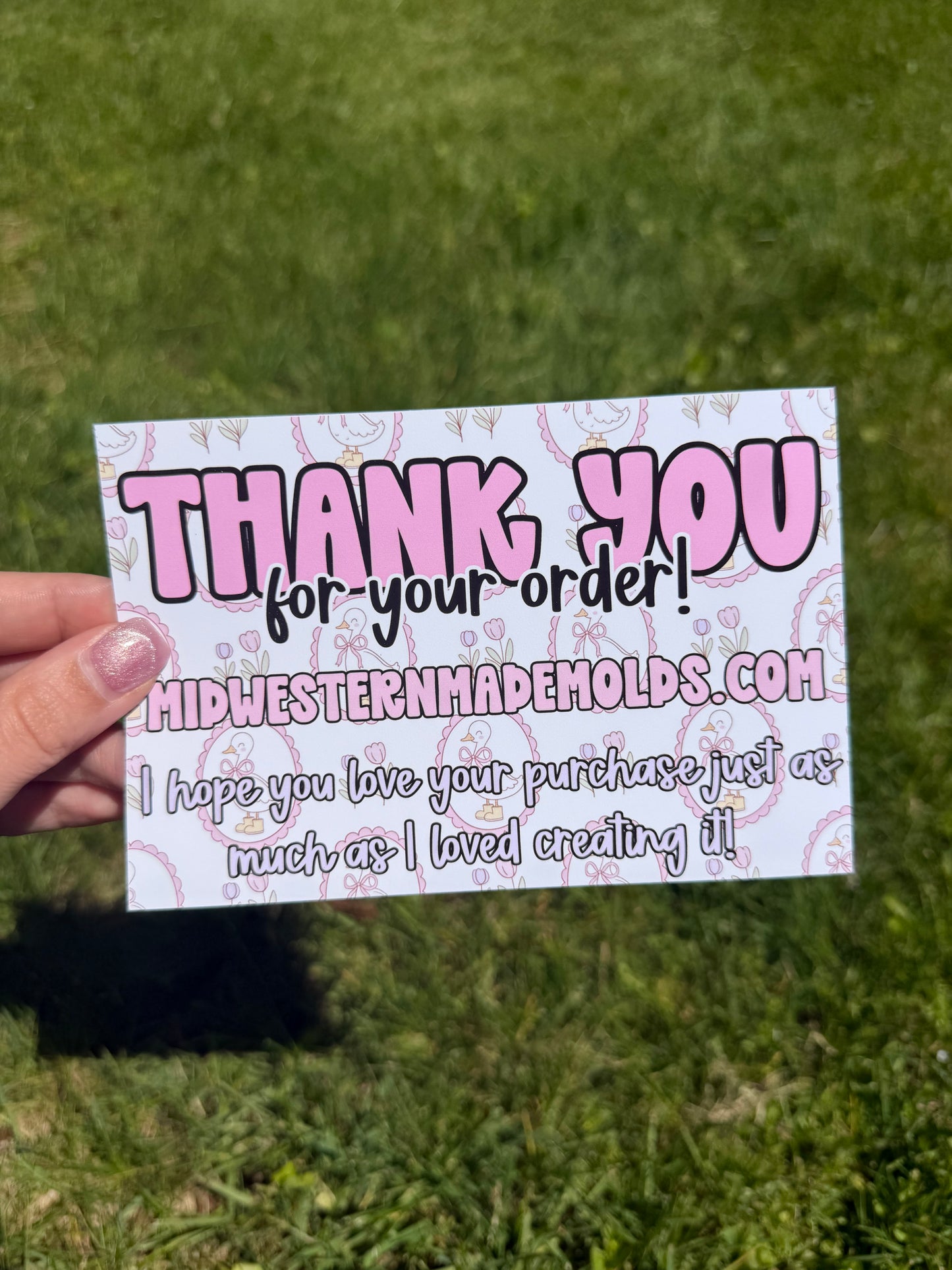 Pink Goose Frame Custom Thank You Cards