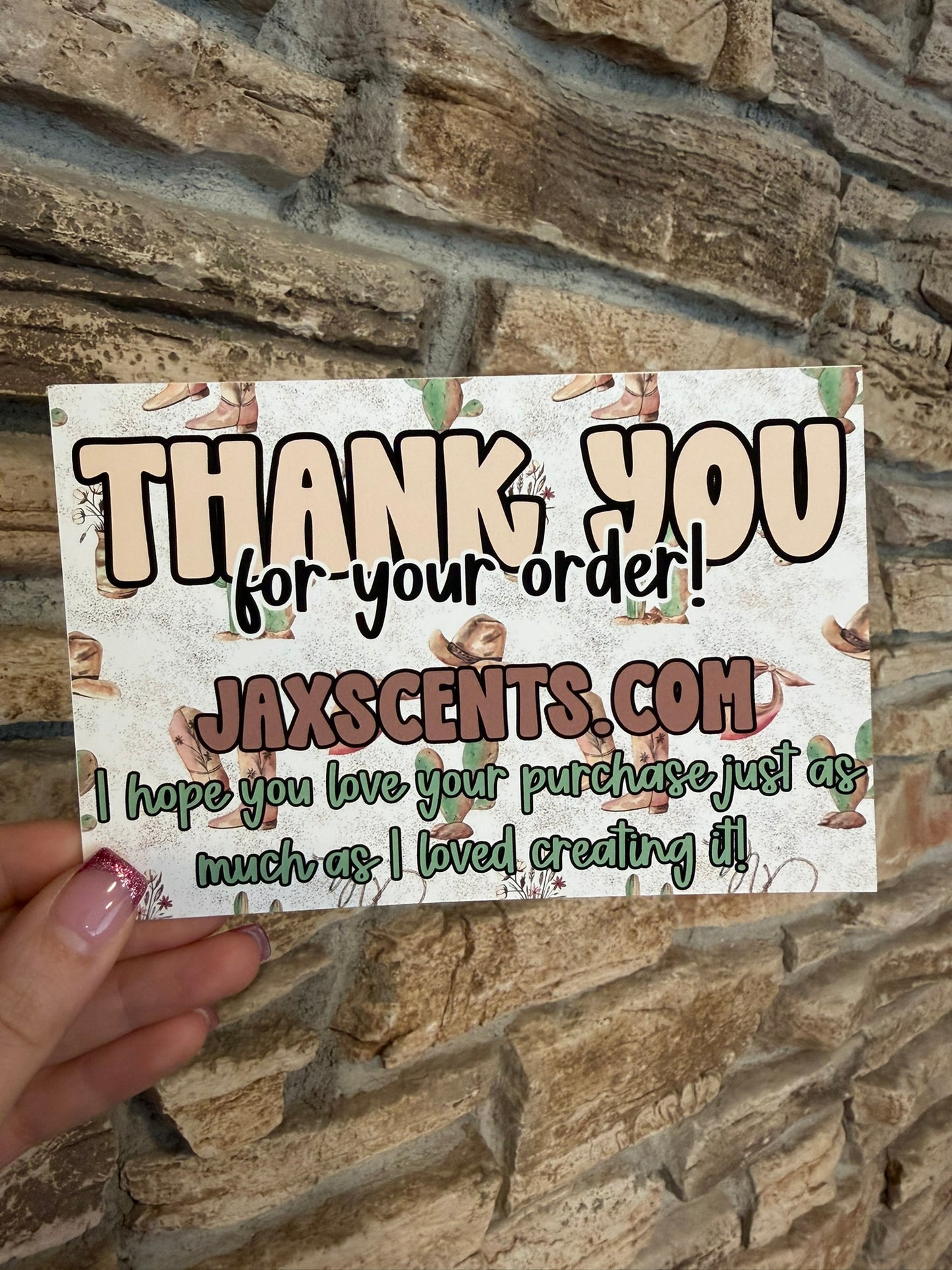 Green/Cactus Western Custom Thank You Cards