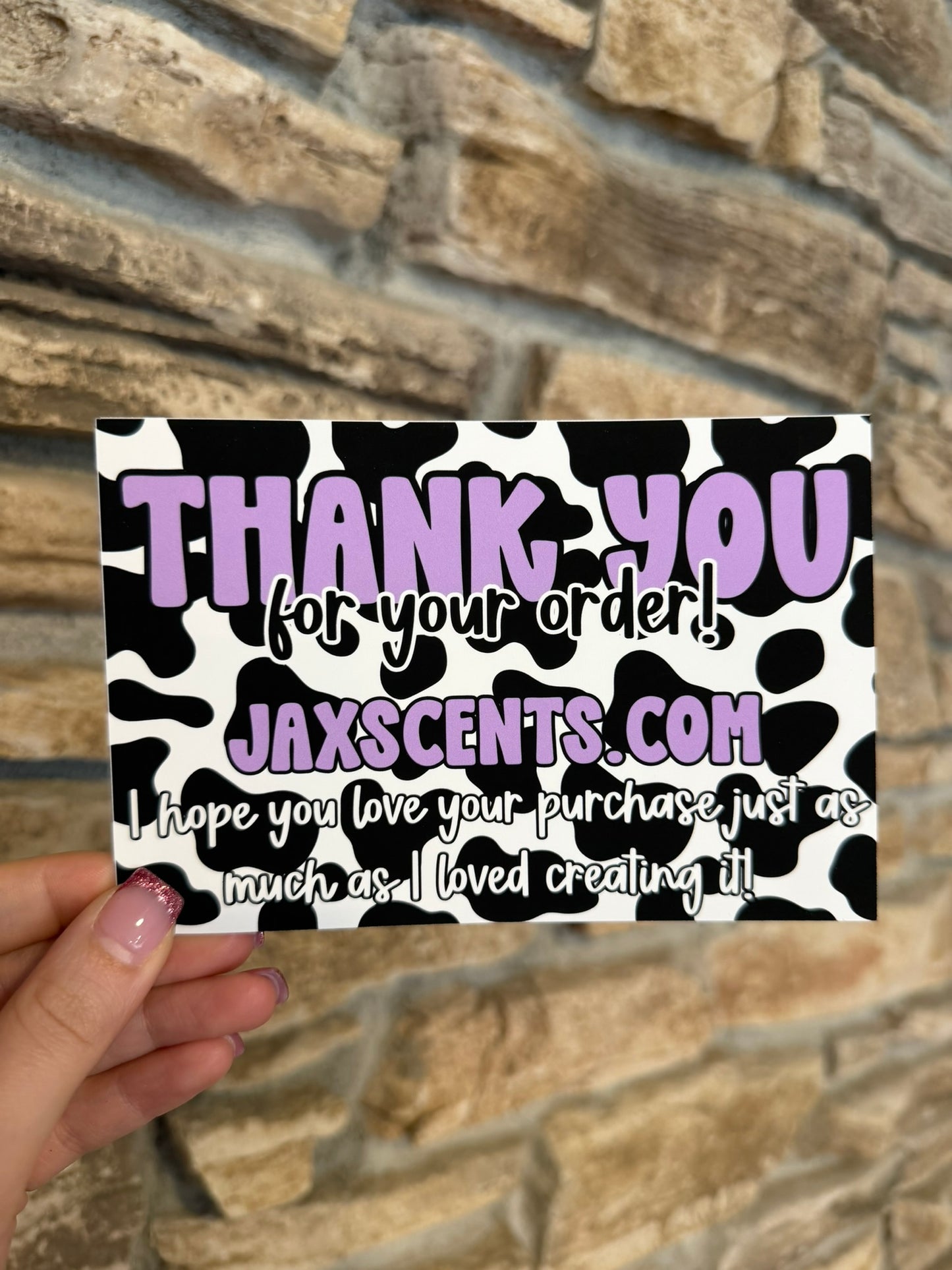 Purple Cow Print Custom Thank You Cards