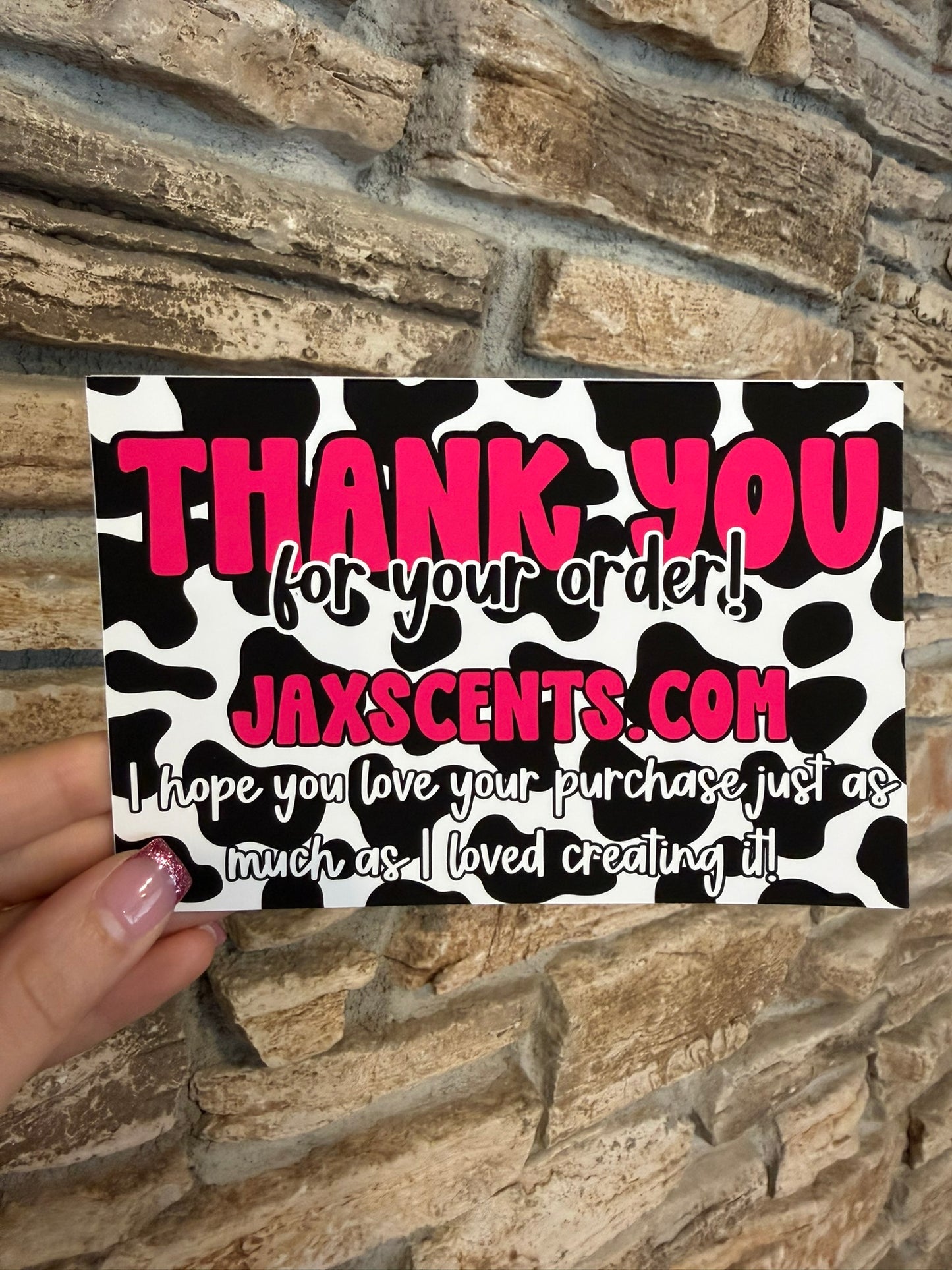 Pink Cow Print Custom Thank You Cards