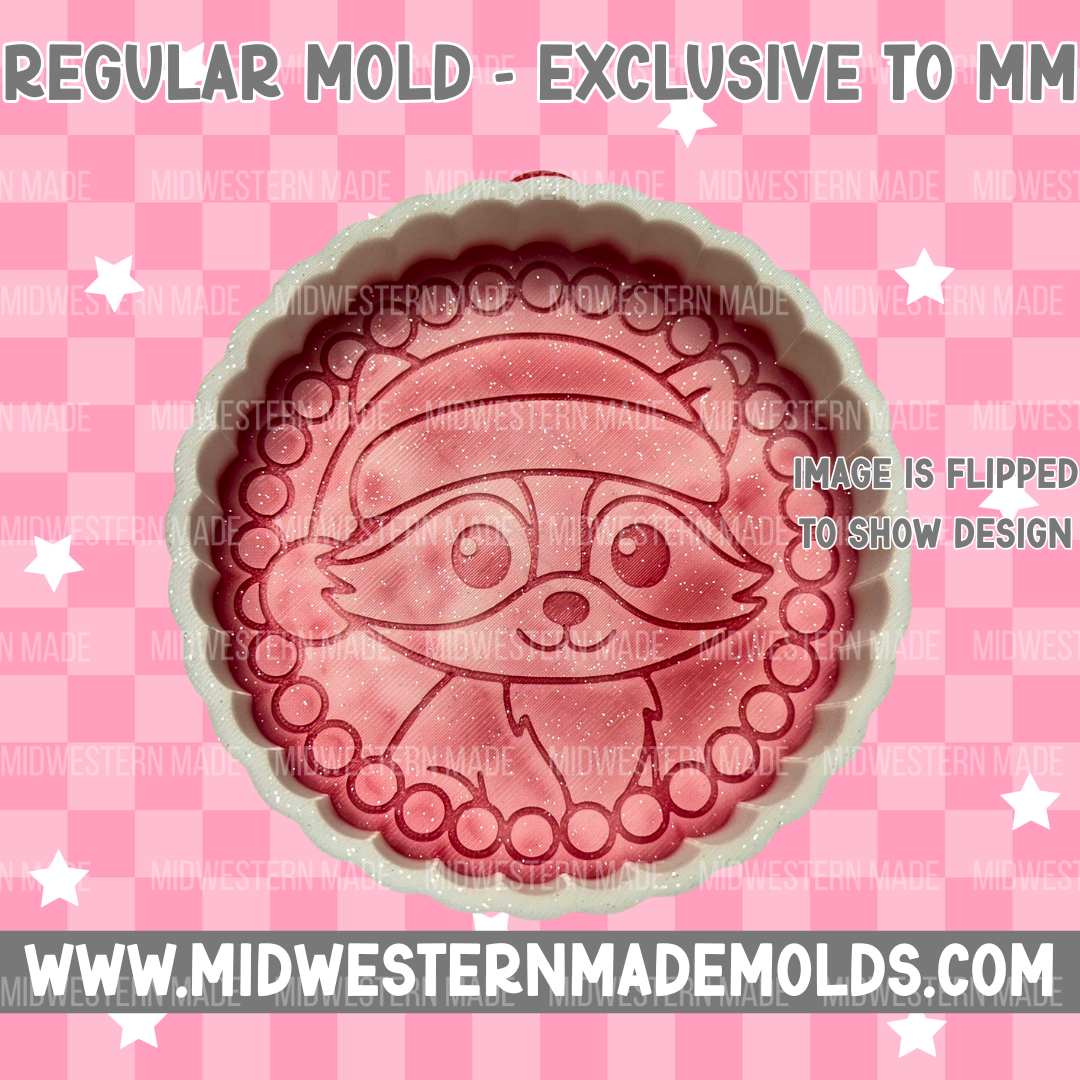 Christmas Raccoon Round Freshie Mold - EXCLUSIVE