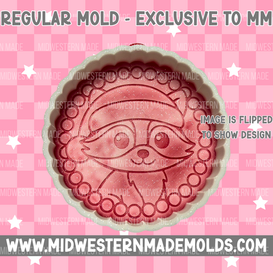 Christmas Raccoon Round Freshie Mold - EXCLUSIVE