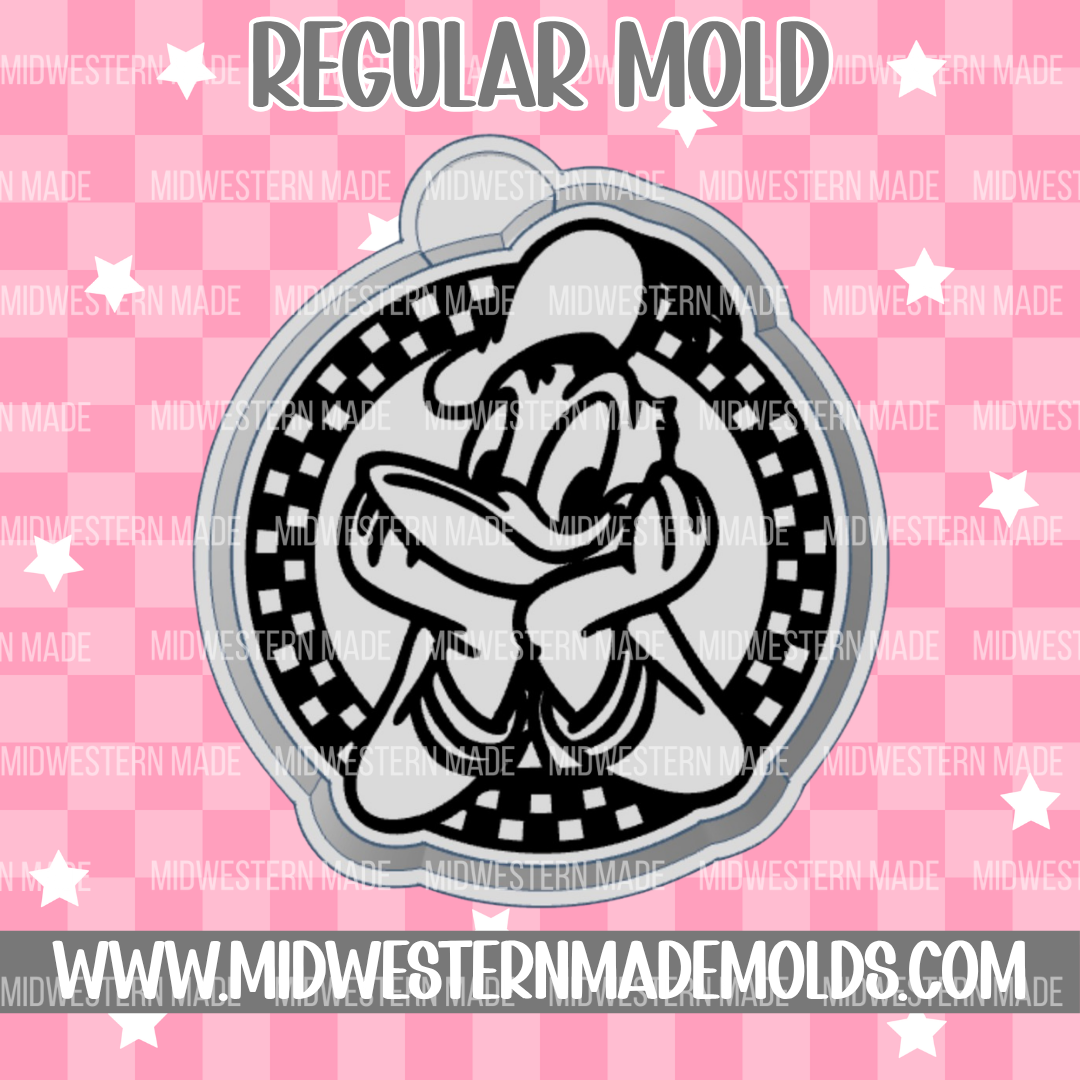 Boy Duck Checkered Round Freshie Mold