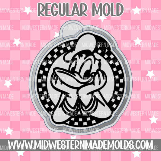 Boy Duck Checkered Round Freshie Mold