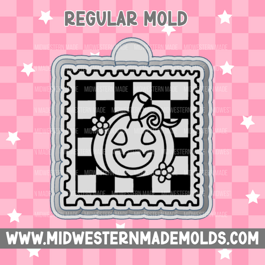 Jack O Lantern Checkered Stamp Freshie Mold