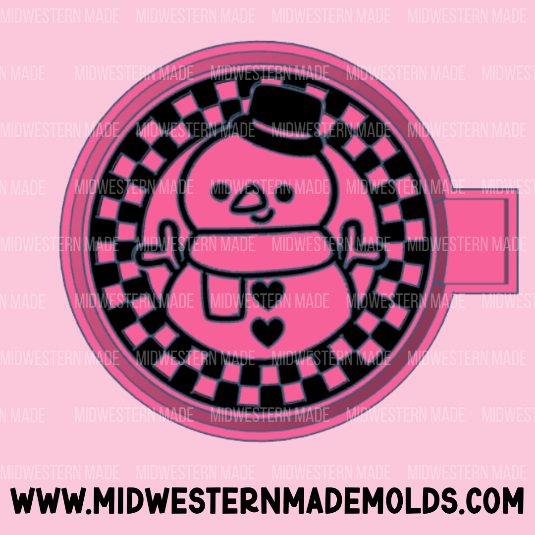 Checkered Snowman Round Freshie Mold