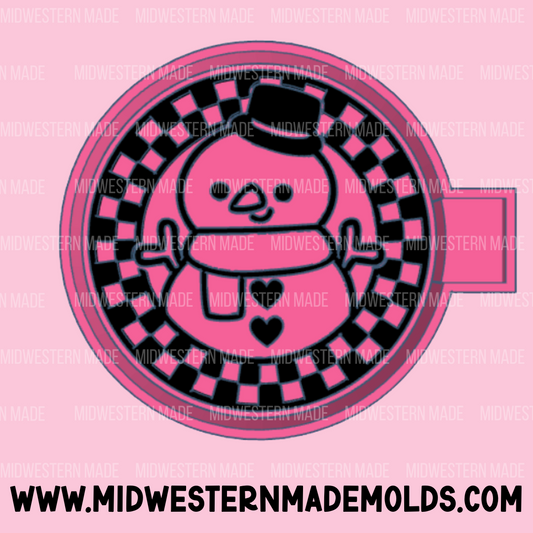 Checkered Snowman Round Freshie Mold