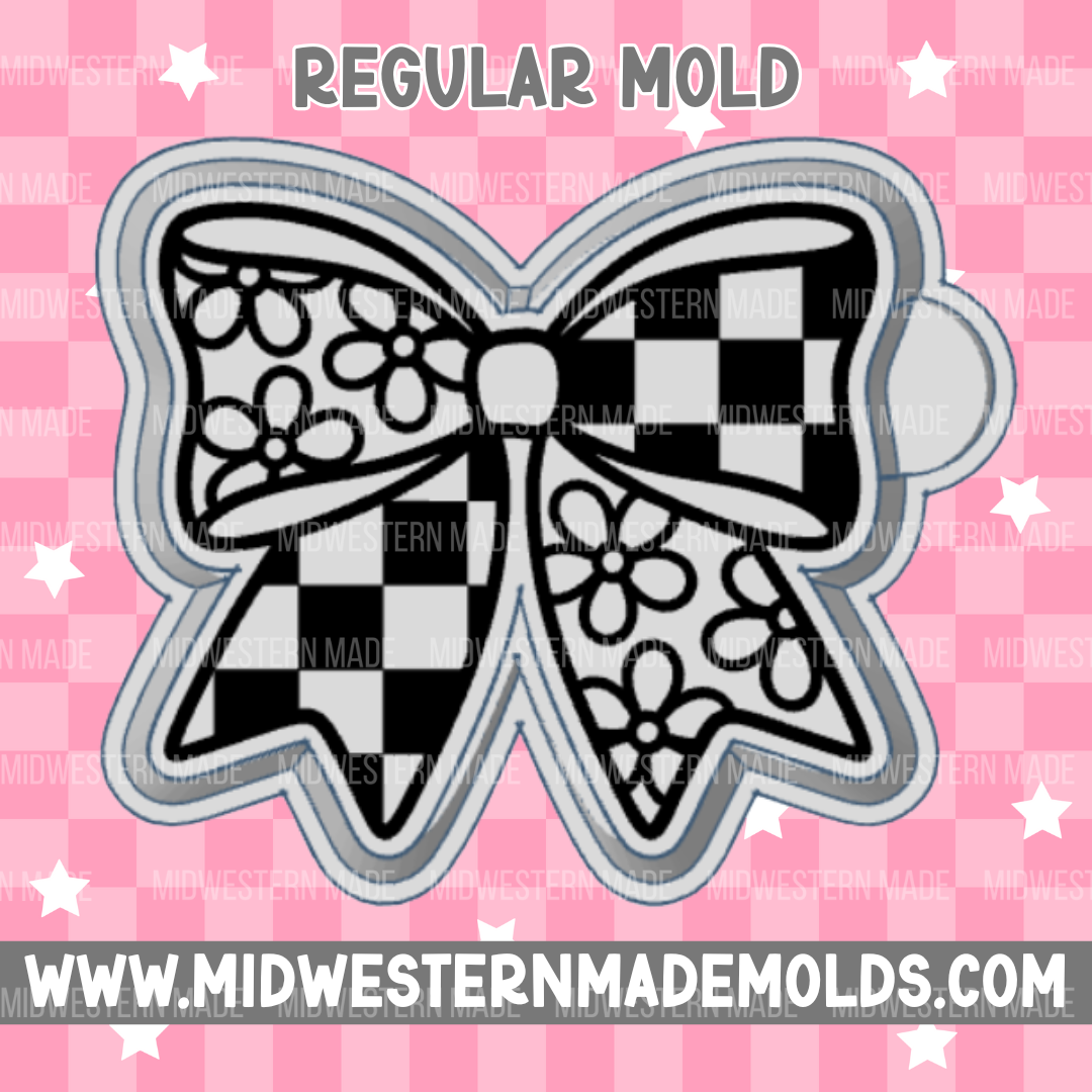 Checkered Flower Bow Freshie Mold