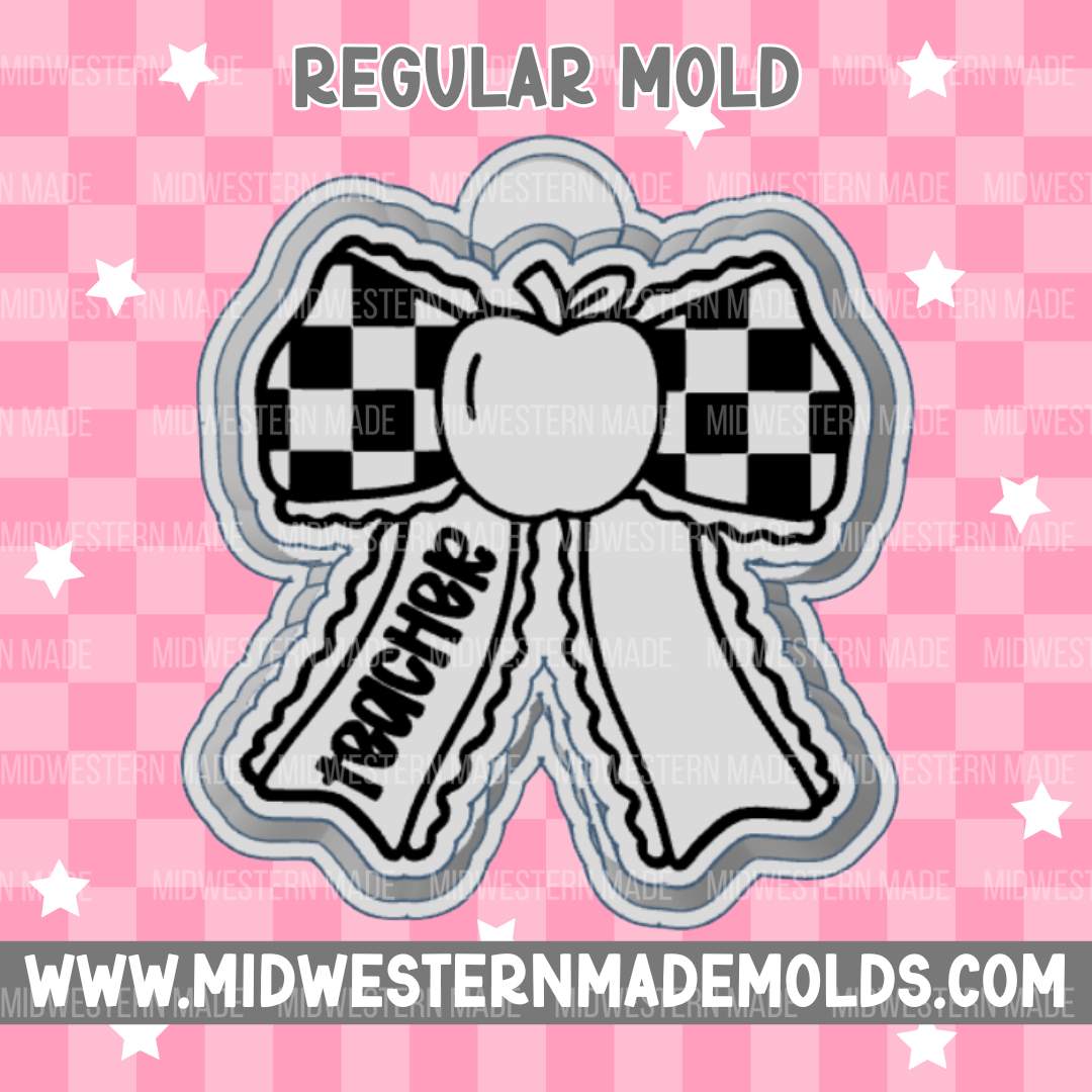 Teacher Checkered Bow Freshie Mold