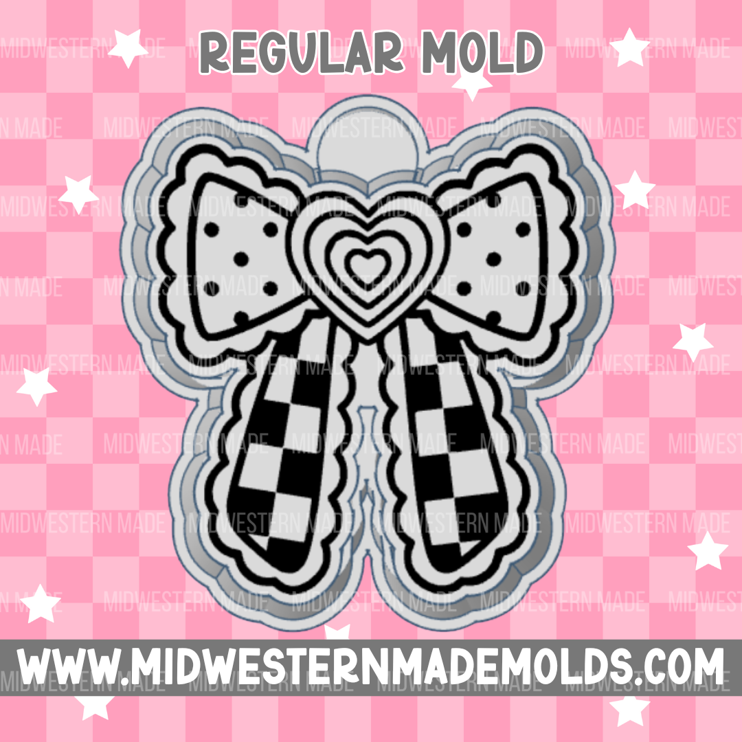 Heart Checkered Bow Freshie Mold