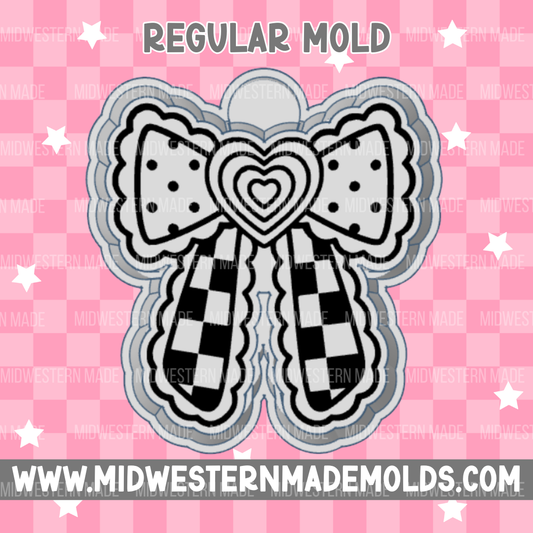 Heart Checkered Bow Freshie Mold