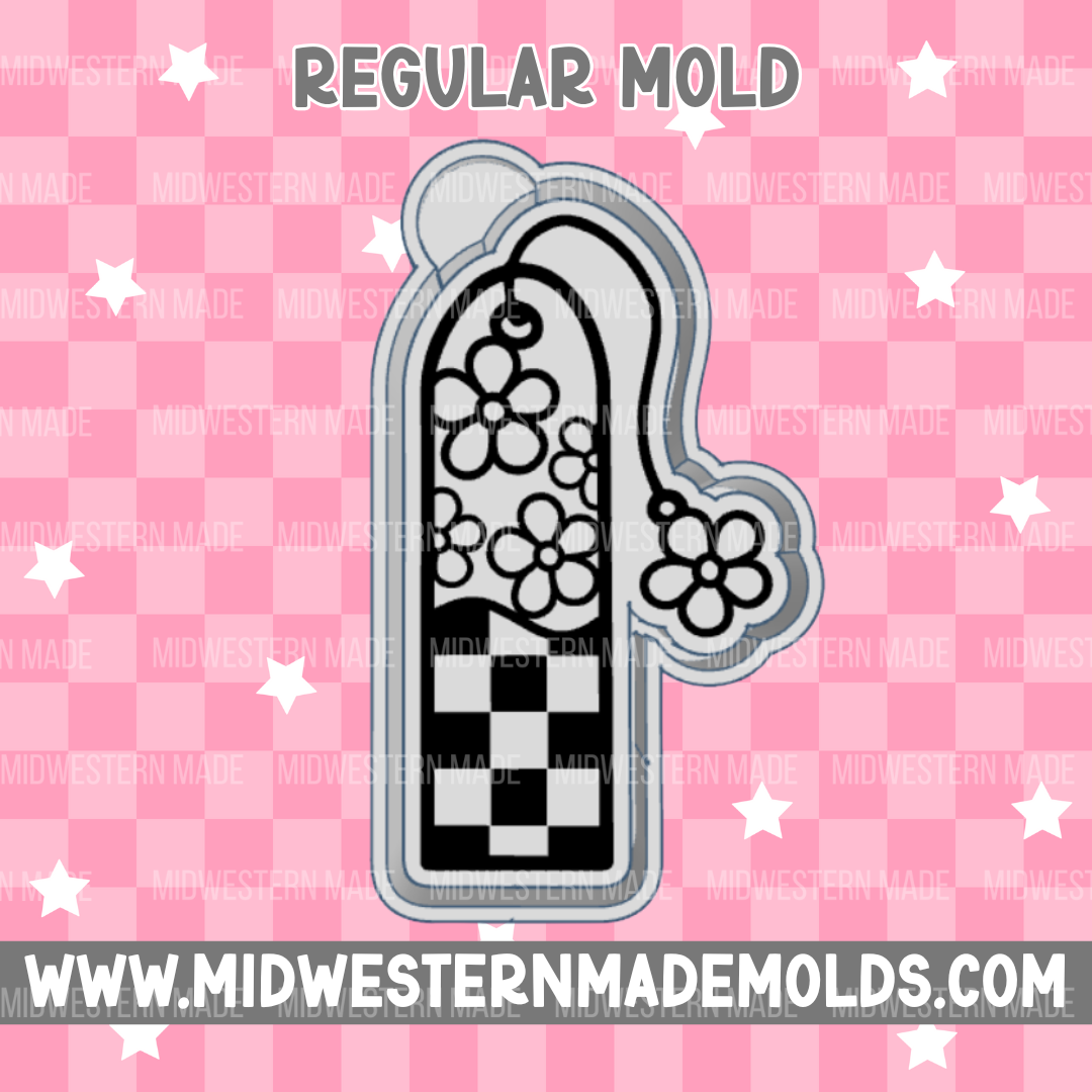 Checkered Flower Bookmark Freshie Mold