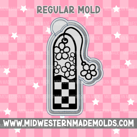 Checkered Flower Bookmark Freshie Mold