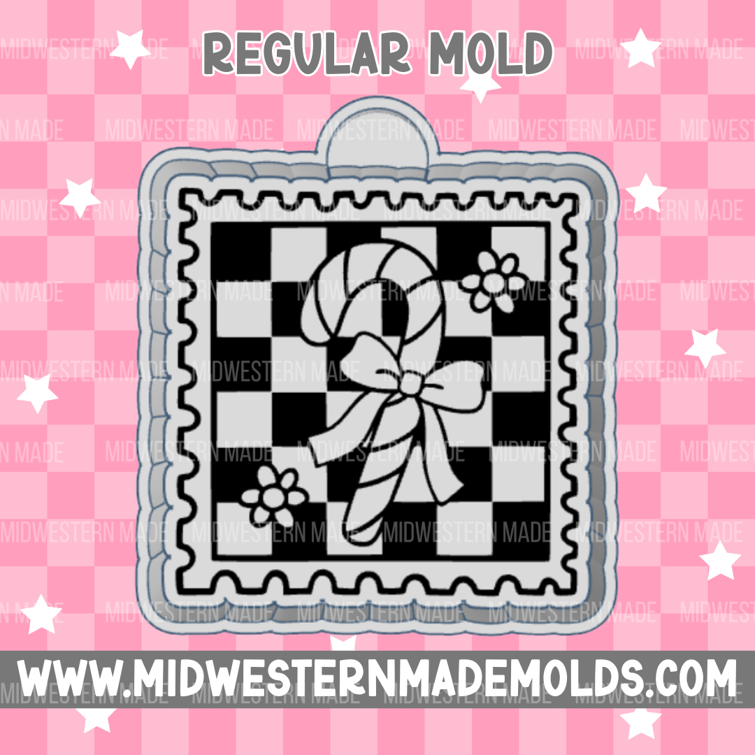 Candy Cane Checkered Stamp Freshie Mold