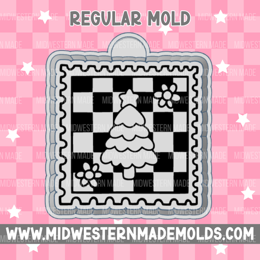 Christmas Tree Checkered Stamp Freshie Mold