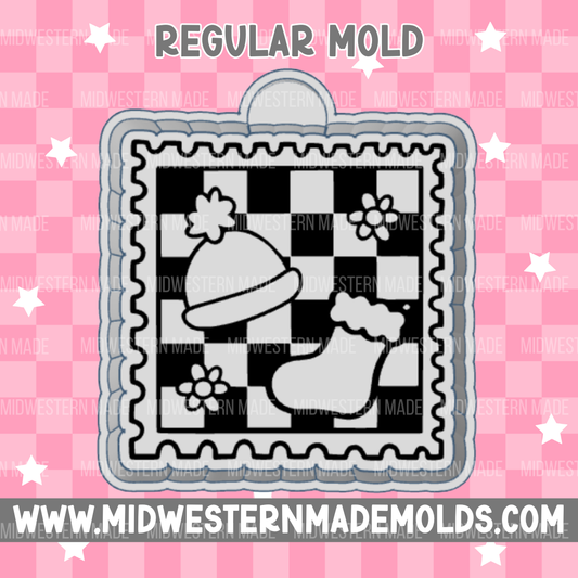 Hat Stocking Checkered Stamp Freshie Mold