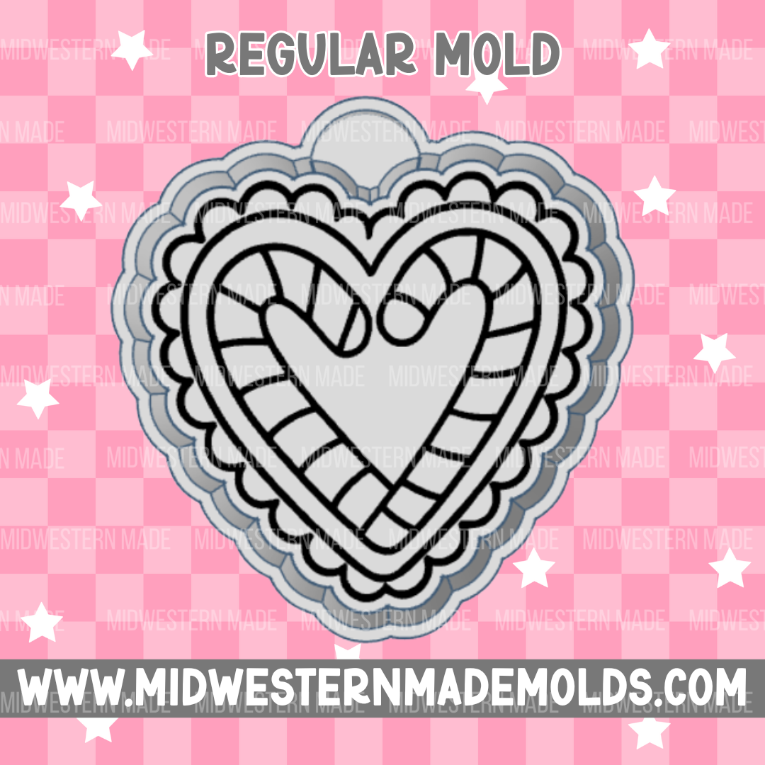 Candy Cane Heart Freshie Mold