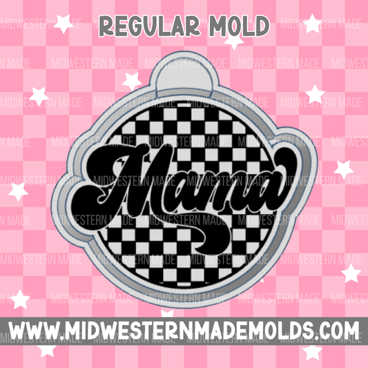 Mama Checkered Round Freshie Mold