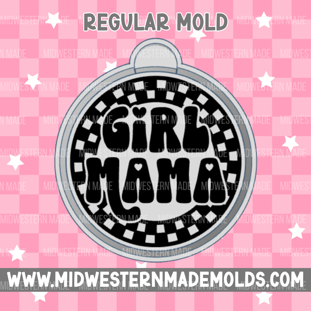 Girl Mama Checkered Circle Freshie Mold
