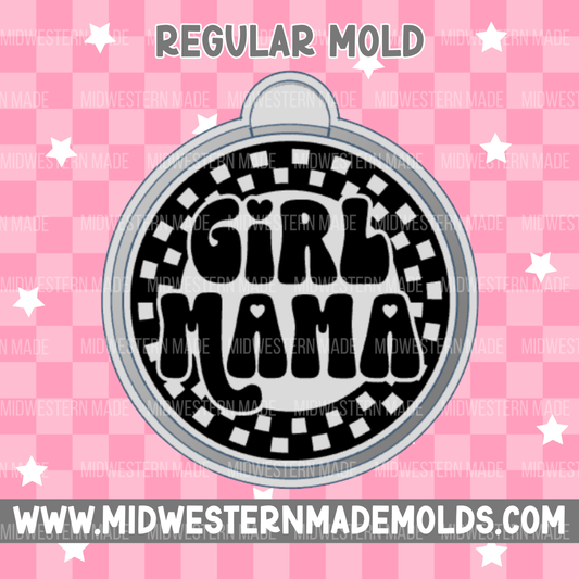 Girl Mama Checkered Circle Freshie Mold