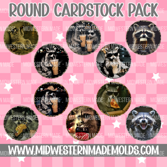 Raccoon Round Cardstock Pack