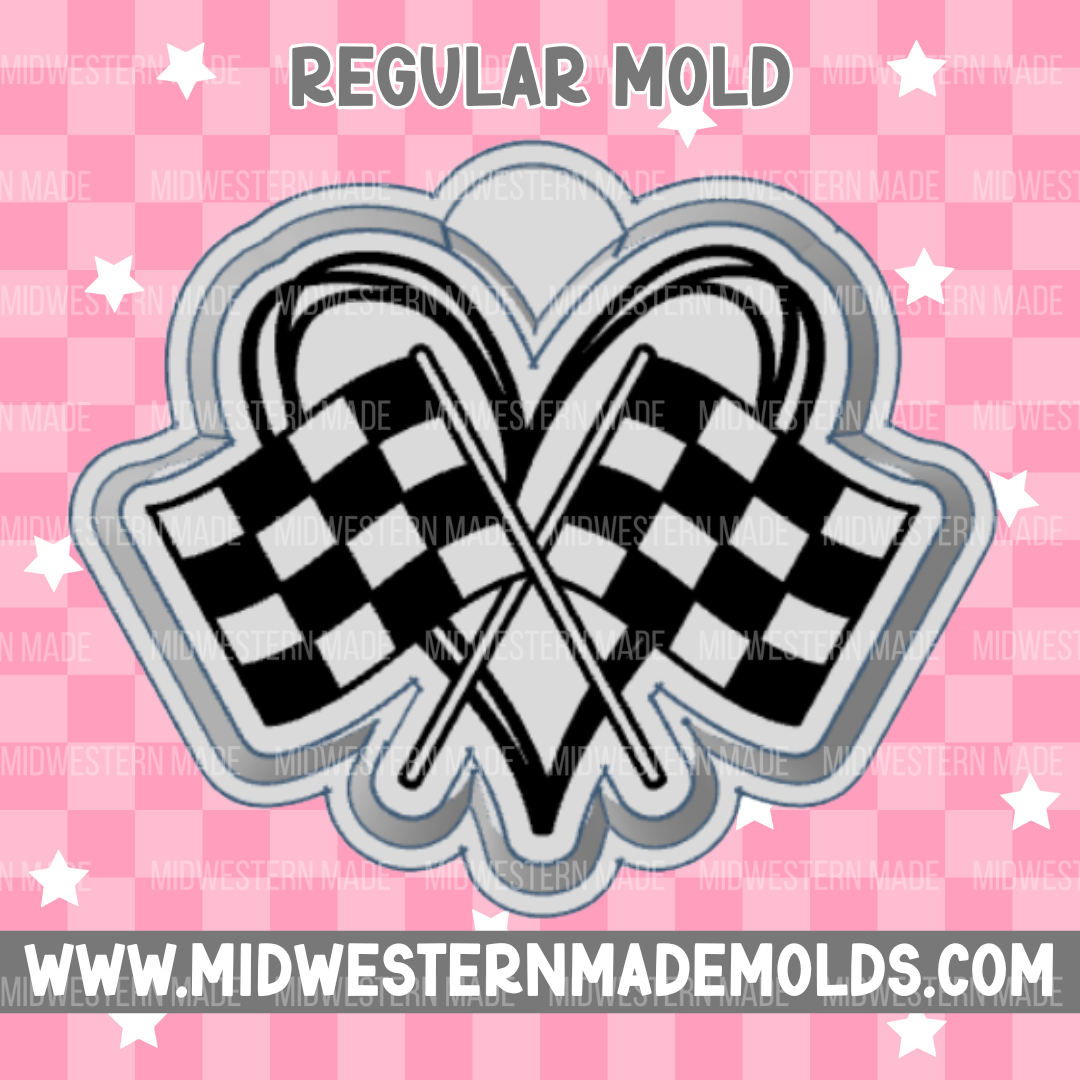 Racing Flag Heart Freshie Mold