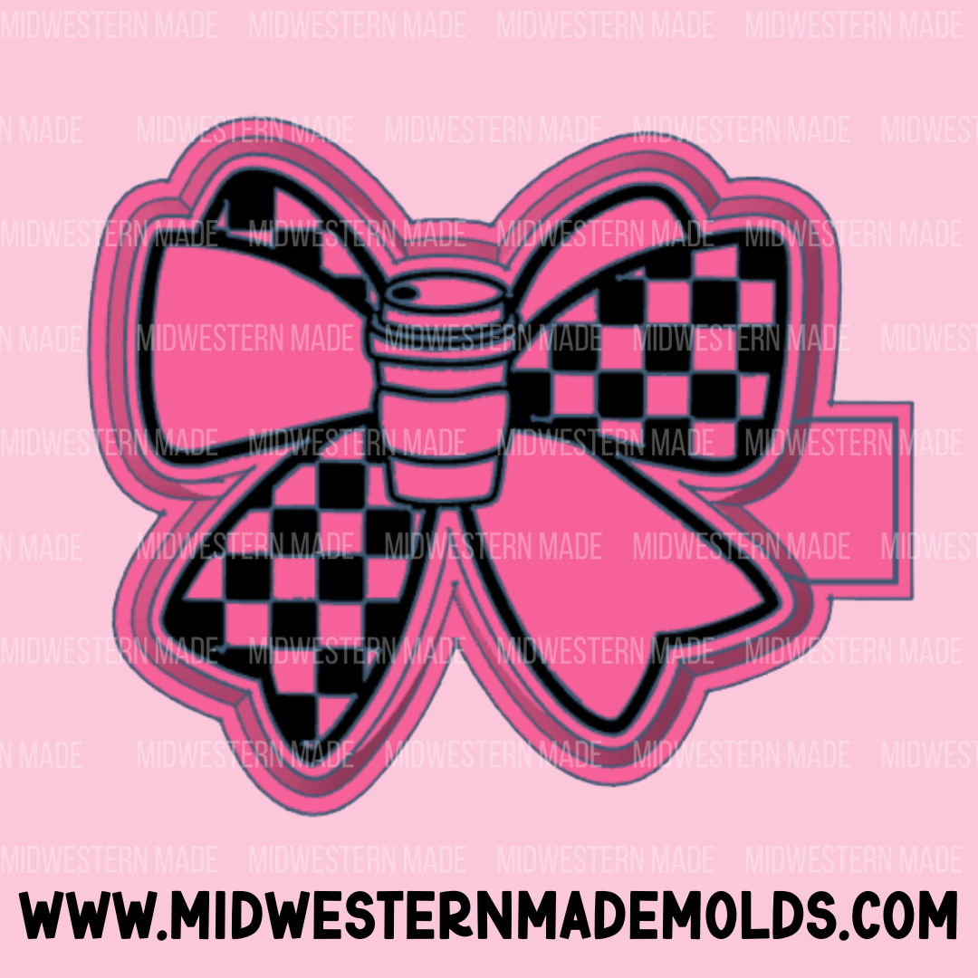 Coffee Checkered Bow Freshie Mold