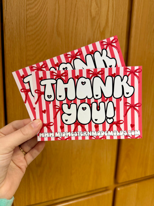 Red Bows Custom Thank You Cards
