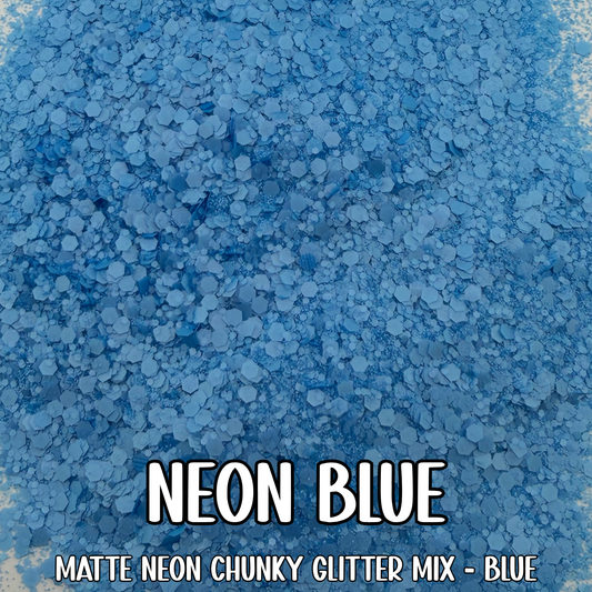 Neon Blue Chunky Mix Glitter
