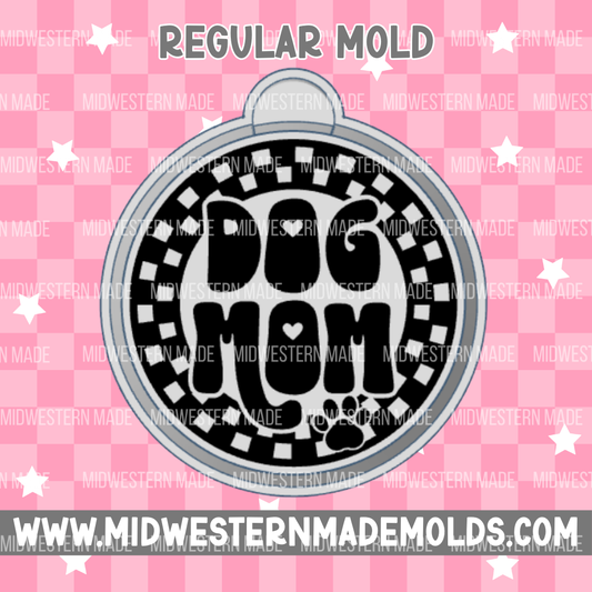 Dog Mom Checkered Round Freshie Mold