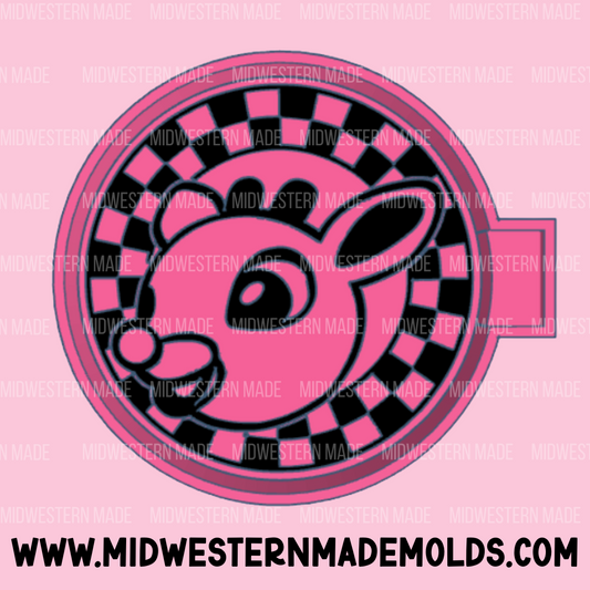 Reindeer Checkered Circle Freshie Mold