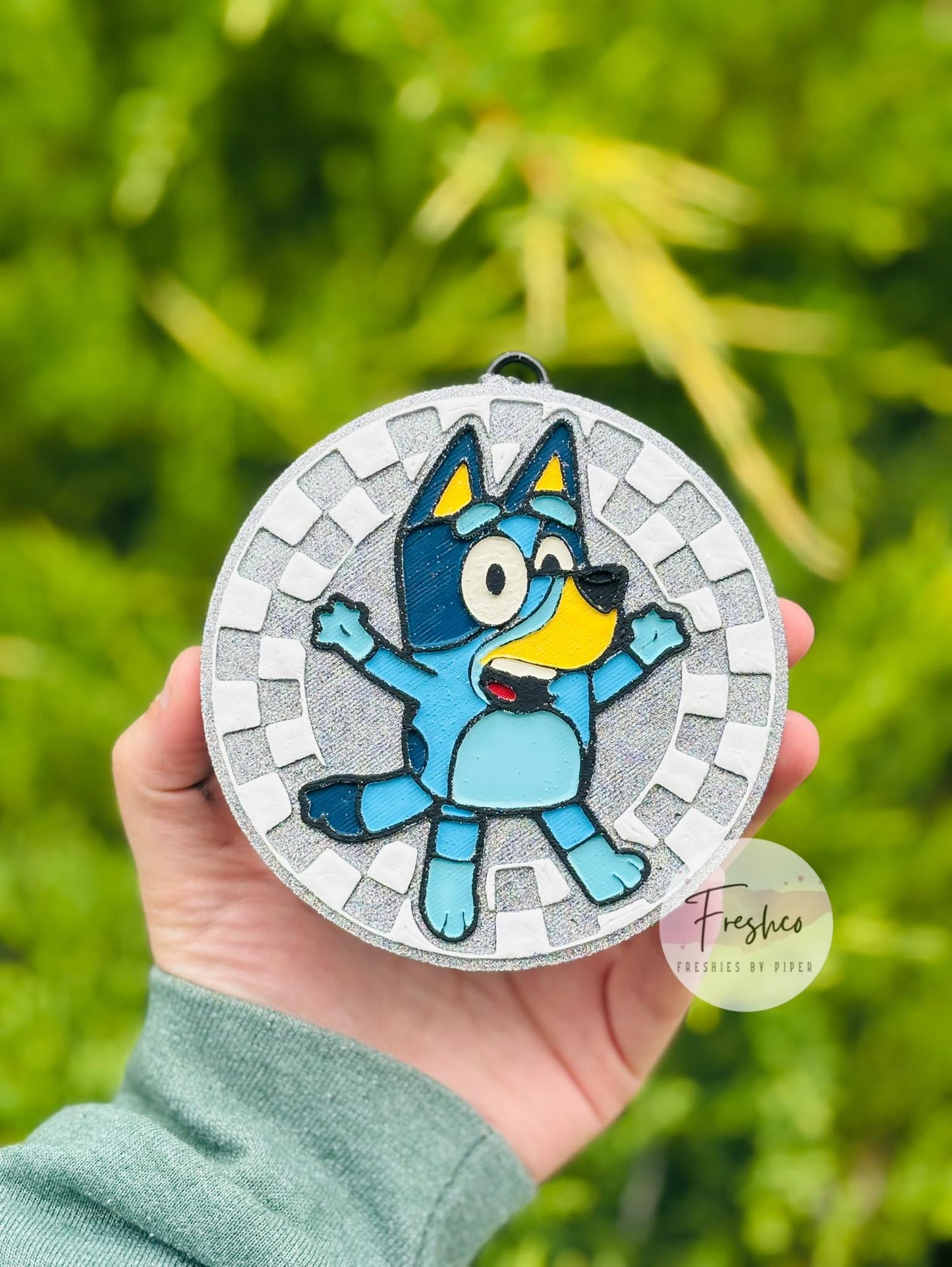 Blue Dog Checkered Circle Freshie Mold