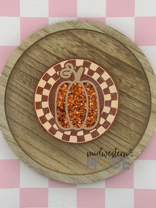 Pumpkin Checkered Circle Freshie Mold