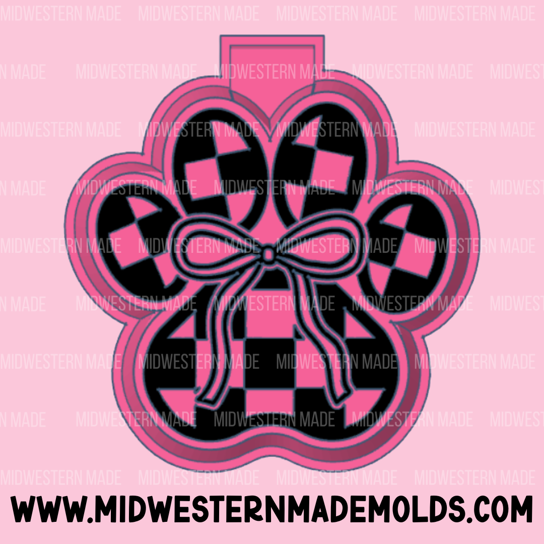 Checkered Paw Print Freshie Mold