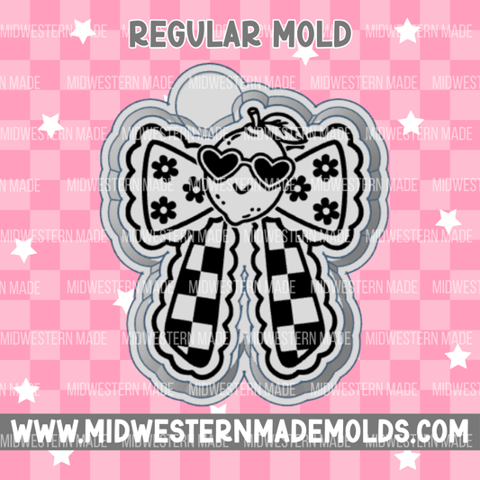 Lemon Checkered Bow Freshie Mold
