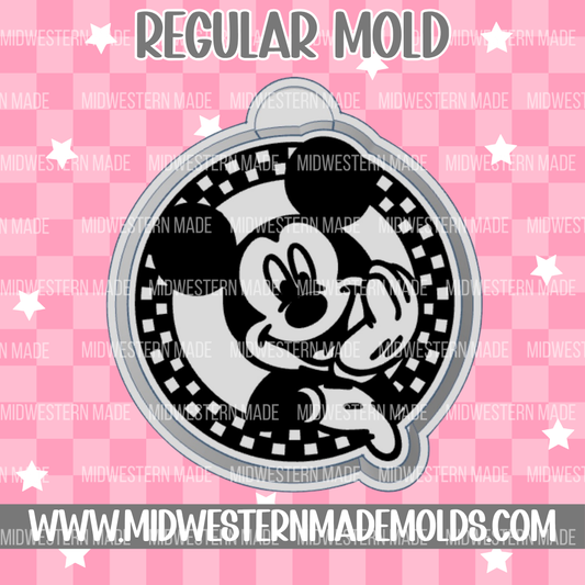 Boy Mouse Checkered Round Freshie Mold