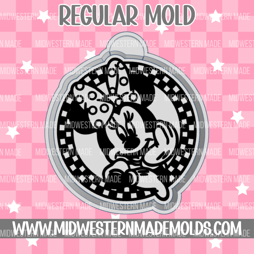 Girl Mouse Checkered Round Freshie Mold