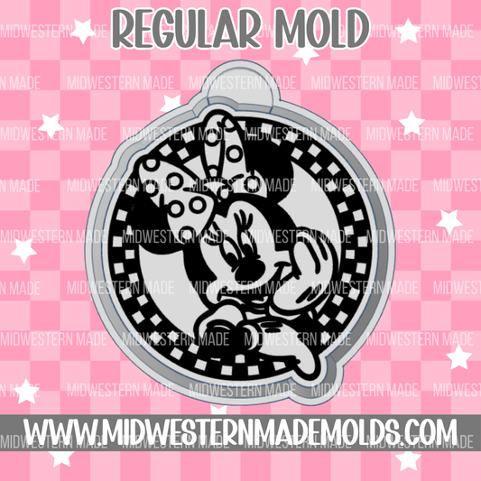 Girl Mouse Checkered Round Freshie Mold