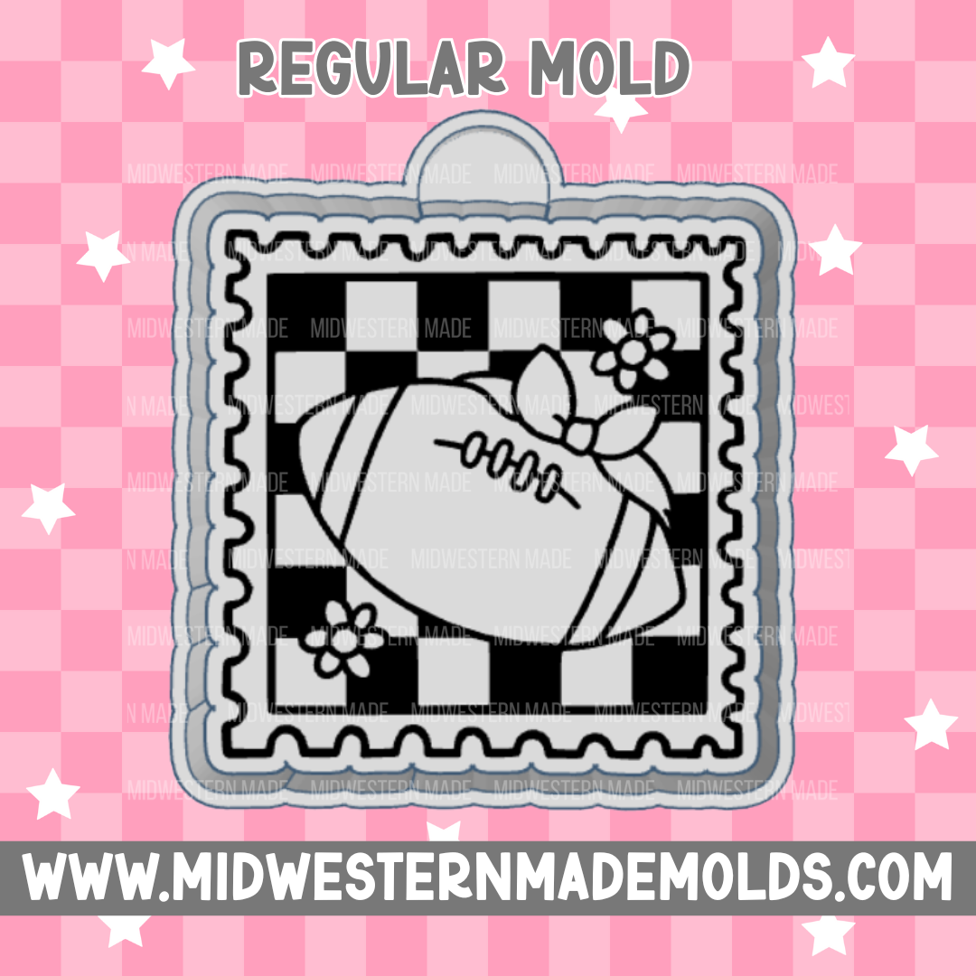 Football Bow Checkered Stamp Freshie Mold